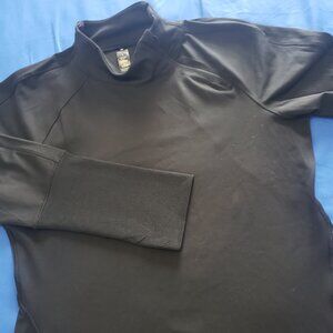 YOGALICIOUS Lux Asymmetric 1/4 Zip Pullover Shirt Size L Black Mockneck Stretch